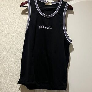 YoungLA Black Athletic Mesh Tank with Purple and White Trim